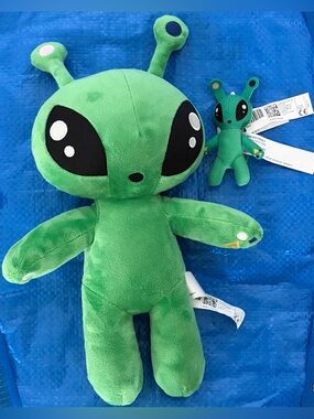 IKEA AFTONSPARV Green Alien Plush Set - 13” & 4” Soft Toy NWT